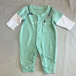 Baby Aspen Green and White Footies One Piece with Soft Cotton
